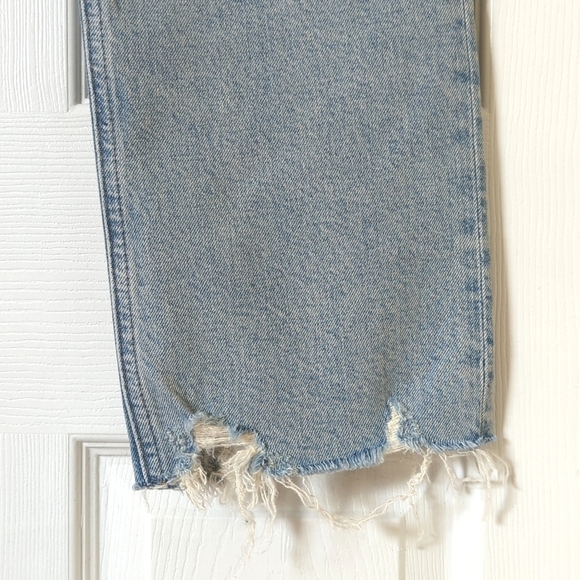 Agolde Riley Bitter High Rise Straight Leg Cropped Button Fly Jeans 32 - Picture 15 of 16